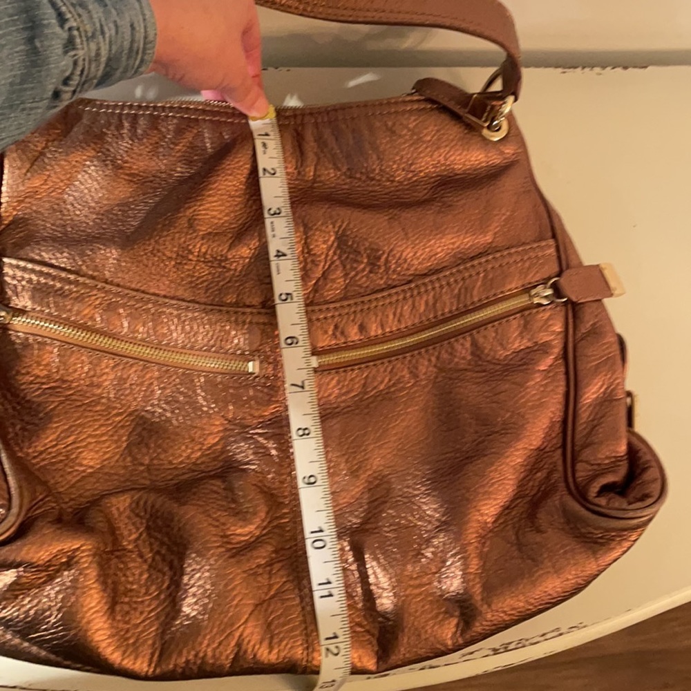 Authentic Michael Kors Metallic Copper Soft Leather Shoulder Bag Purse - Picture 14 of 15
